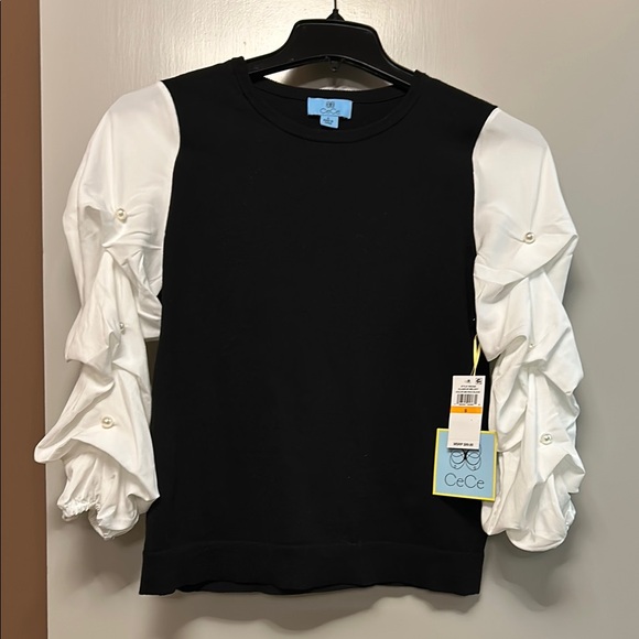 CeCe Black and White Women's Top - Picture 1 of 3